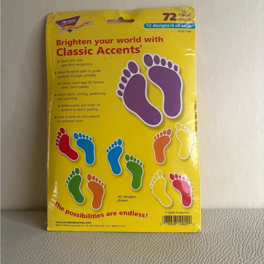 New In Package Trend Brand Classic Accents Pack-72 Footprint Pieces